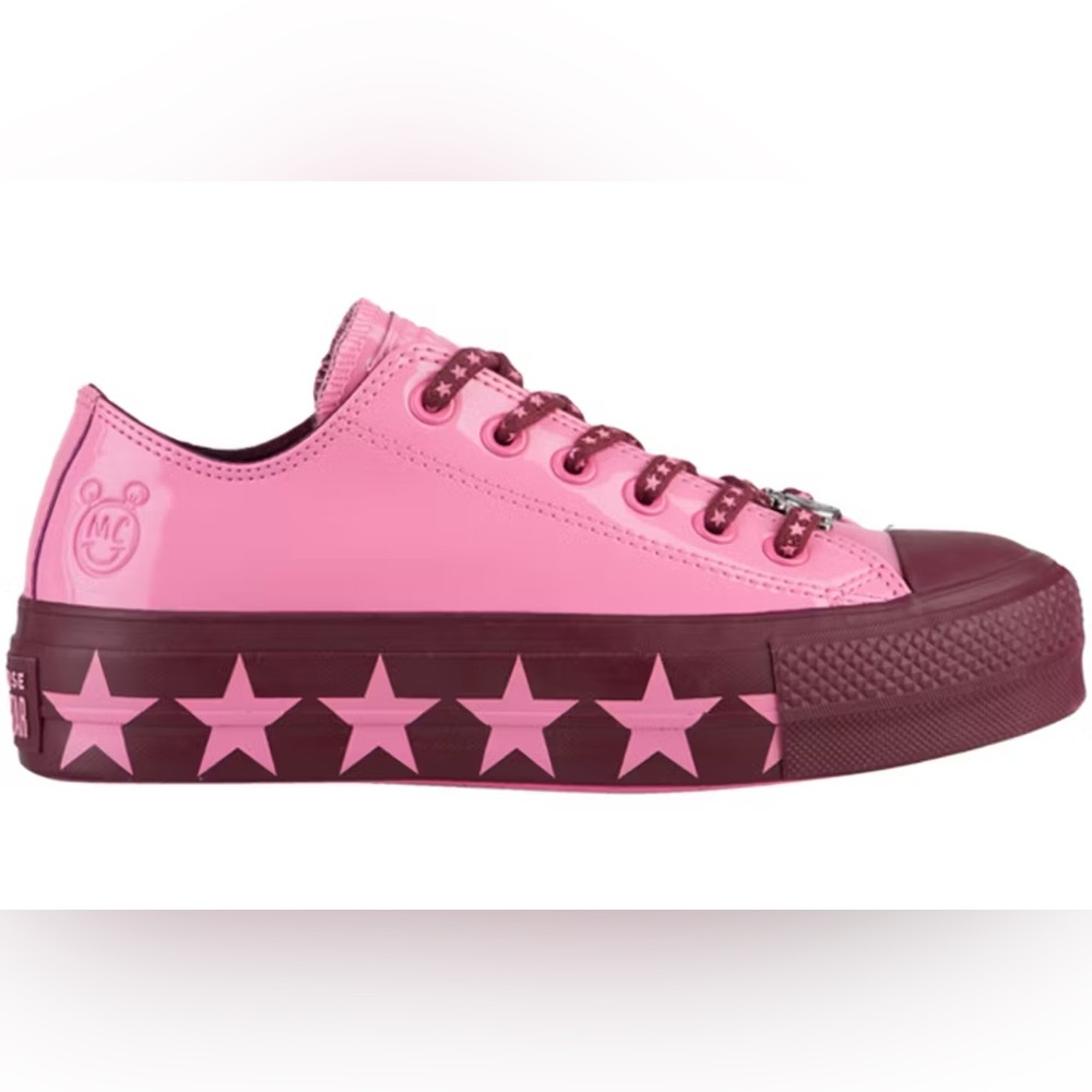 SOLD- Converse X Miley Cyrus Collab Pink Patent Leather Platform Low Top